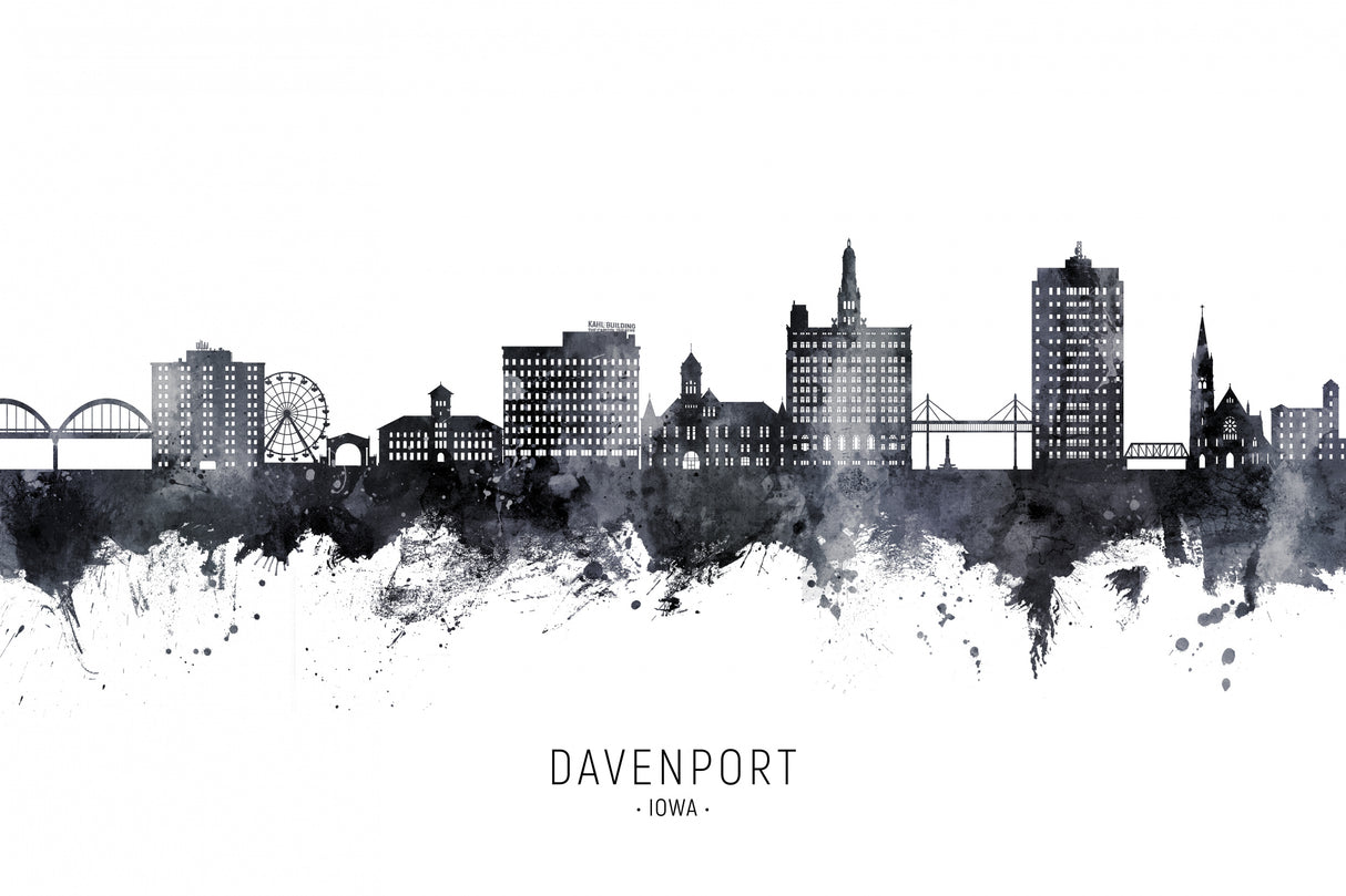 Davenport Iowa Skyline Poster och Canvastavla