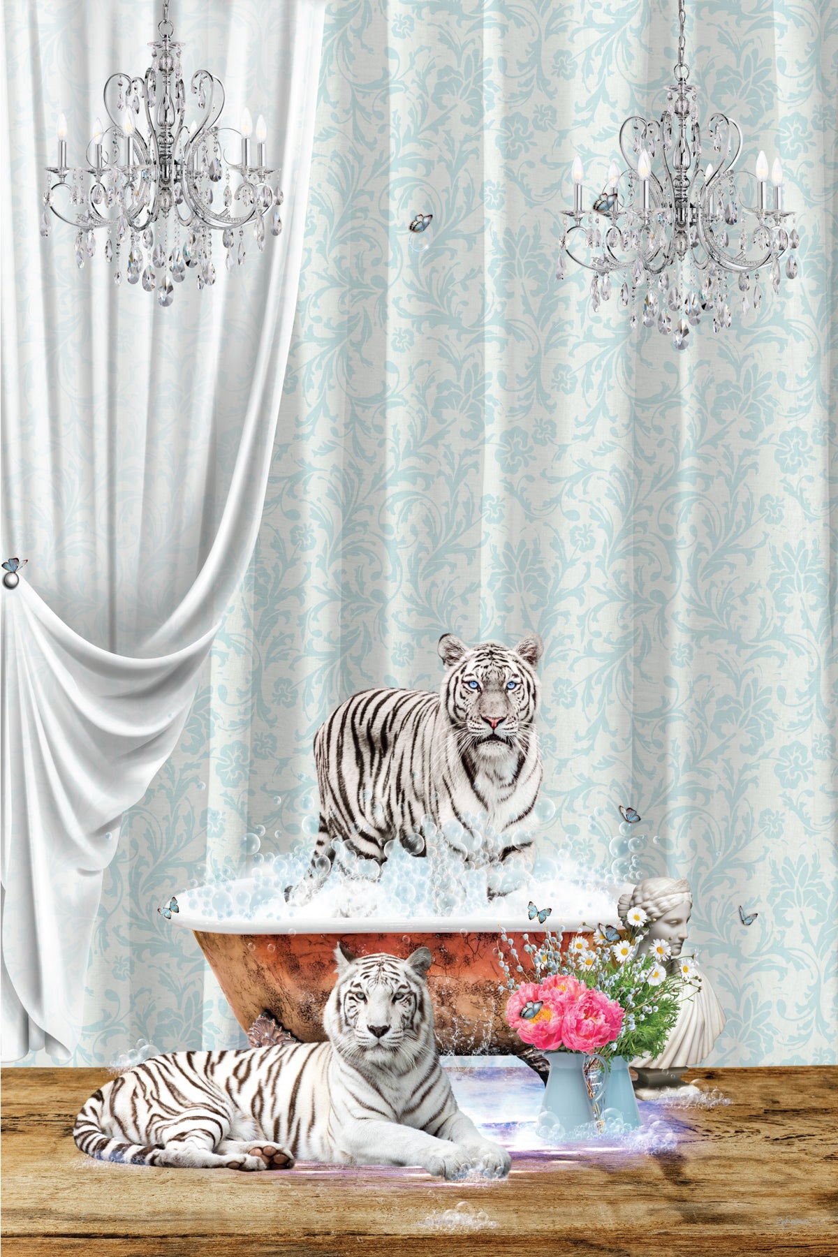 White Tigers &amp; Bubbles Poster och Canvastavla