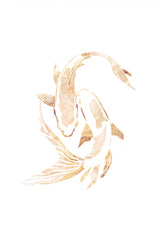 Gold White Japan Koi Fish Poster och Canvastavla