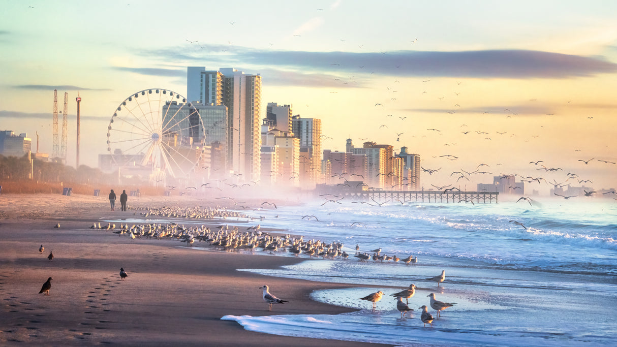 Autumn Morning at the Beach Poster och Canvastavla