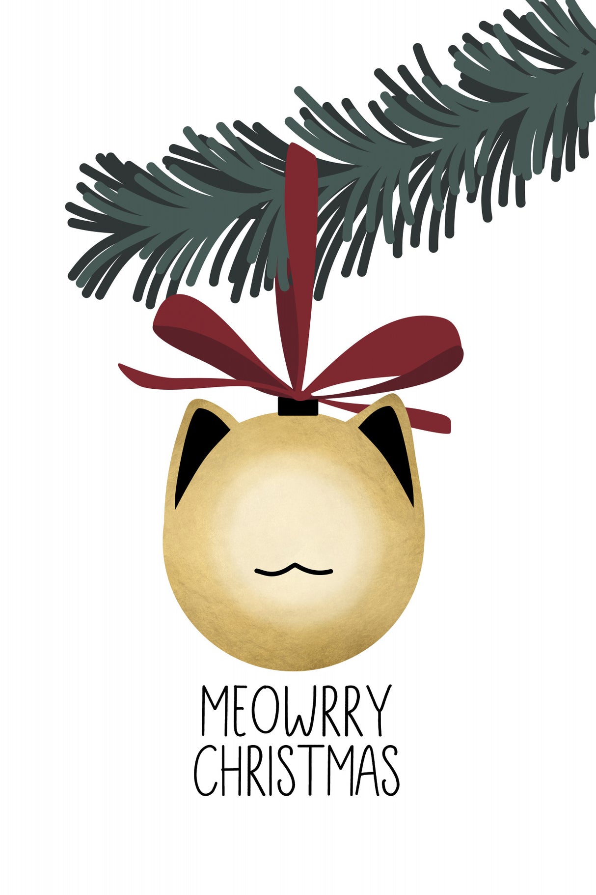 Meowrry Christmas bauble (gold, white) Poster och Canvastavla
