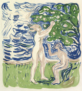 Girls Picking Apples Poster och Canvastavla