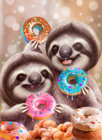 SLOTHS EATING DONUTS Poster och Canvastavla