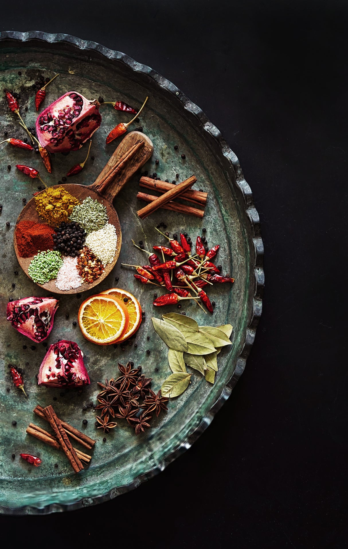 Still-life with spices,  and pomegranate  . Interpretation of a memory . Poster och Canvastavla