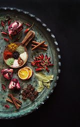 Still-life with spices,  and pomegranate  . Interpretation of a memory . Poster och Canvastavla