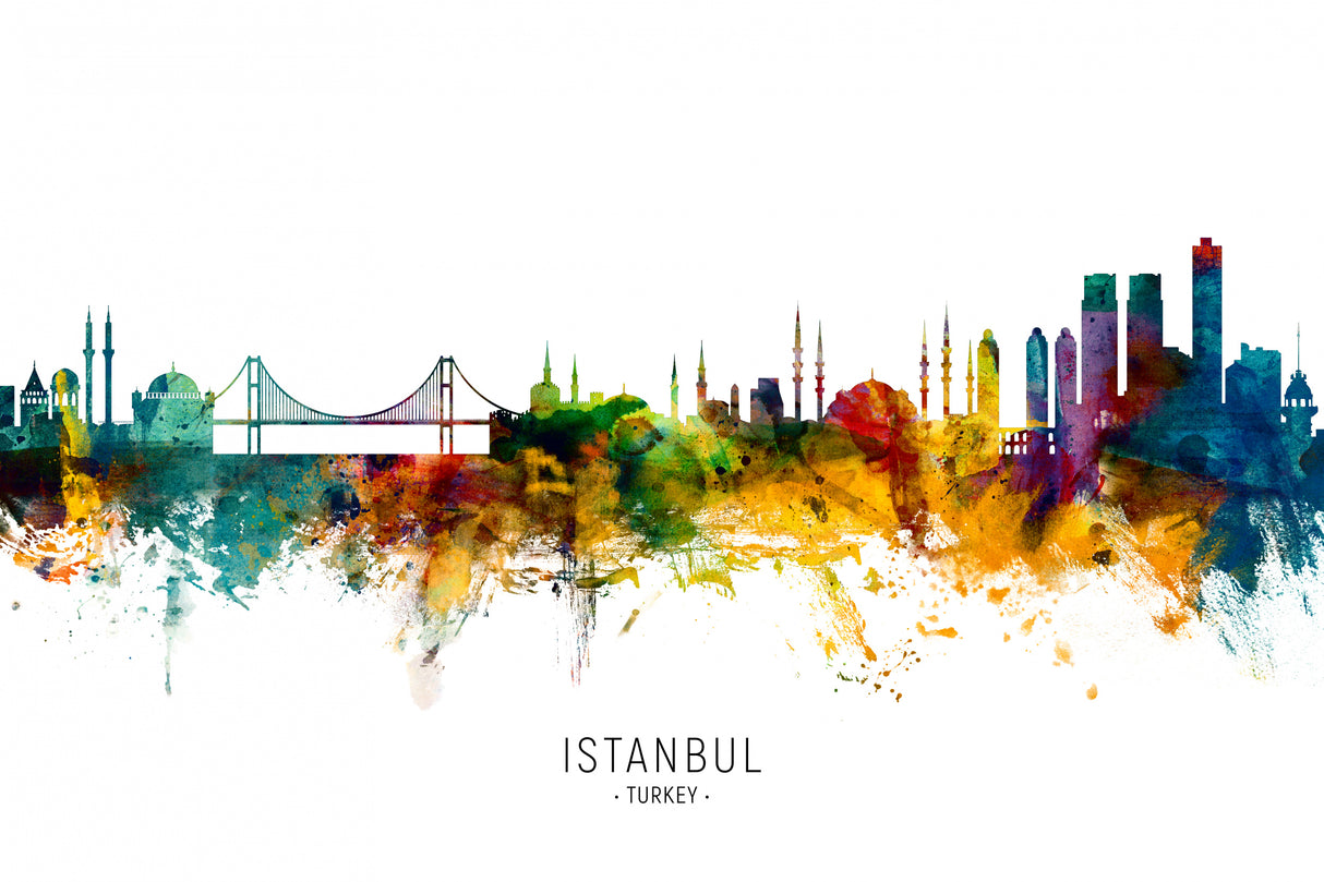 Istanbul Turkey Skyline Poster och Canvastavla
