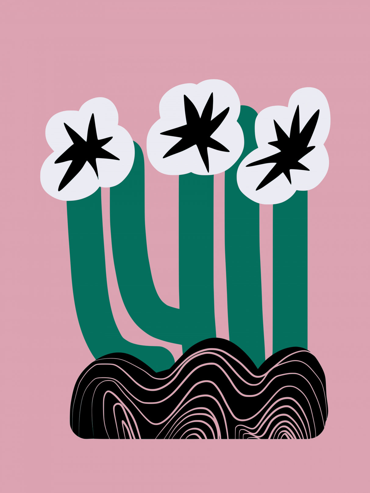 Black Star Flower Poster och Canvastavla