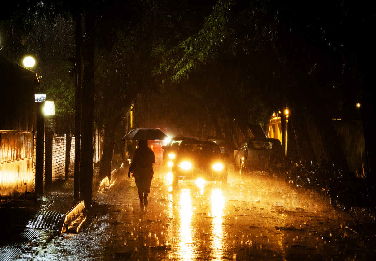 The night rain in Dhaka city. Poster och Canvastavla