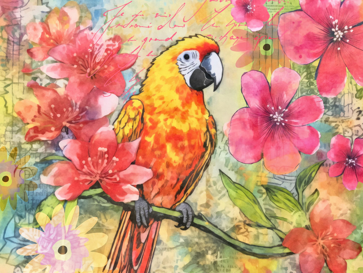 Parrots Fancy Paradise Poster och Canvastavla
