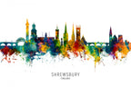 Shrewsbury England Skyline Poster och Canvastavla