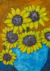 Sunfowers In Blue Vase Poster och Canvastavla