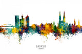 Zagreb Croatia Skyline Poster och Canvastavla