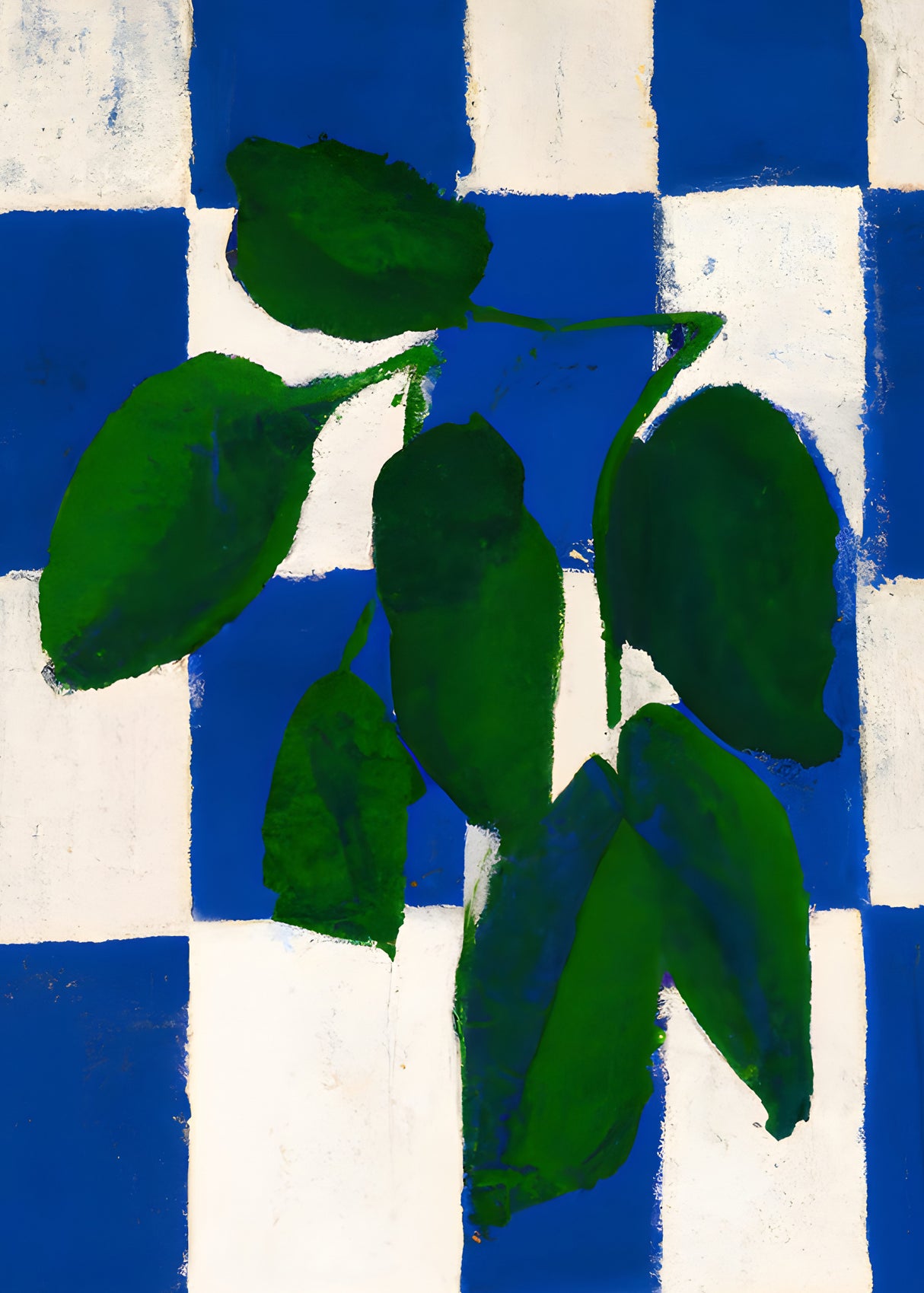 Checkered Greenery Poster och Canvastavla