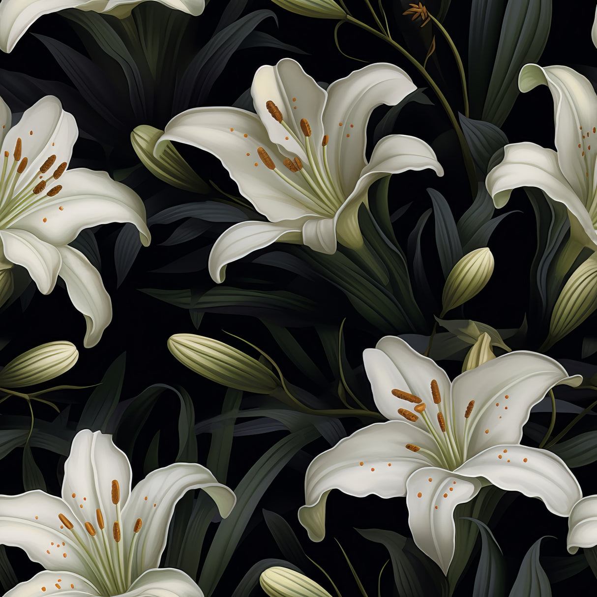 Dark Floral 2 Poster och Canvastavla