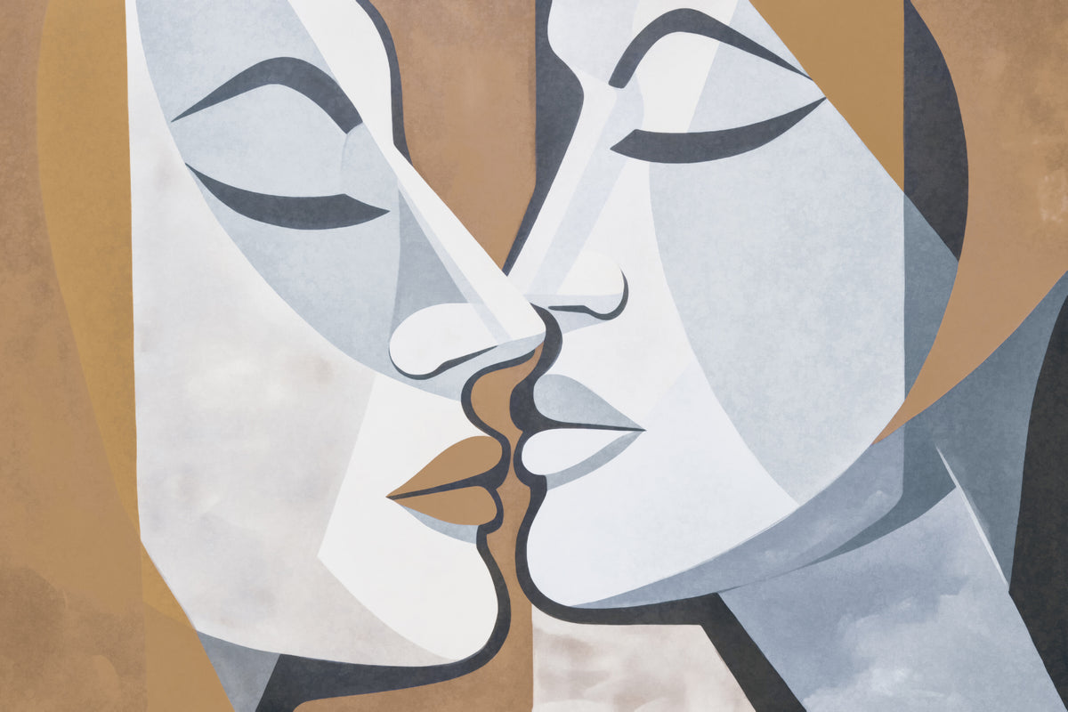 A Kiss Brown Grey Poster och Canvastavla