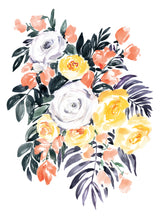Harriet bouquet in coral Poster och Canvastavla