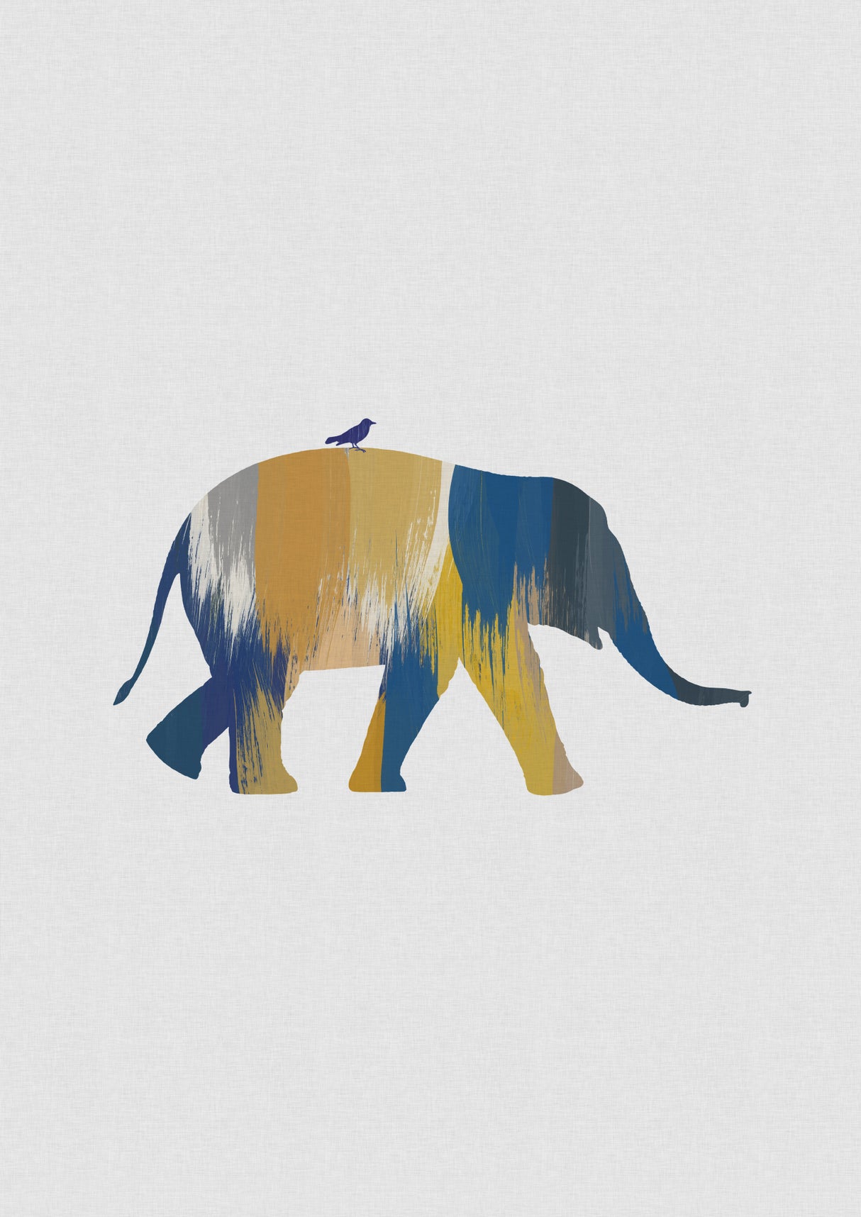 Blue & Yellow Elephant Poster och Canvastavla