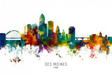 Des Moines Iowa Skyline Poster och Canvastavla