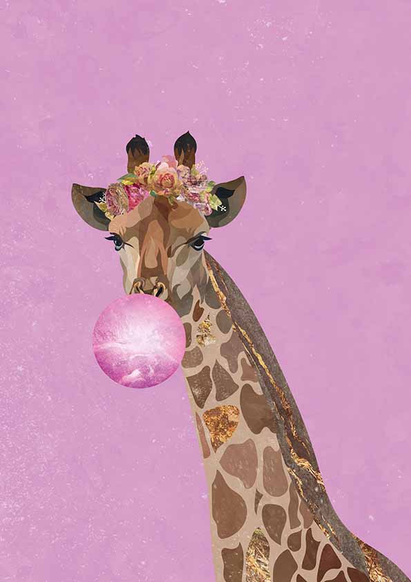 Giraff rosa tuggummi poster