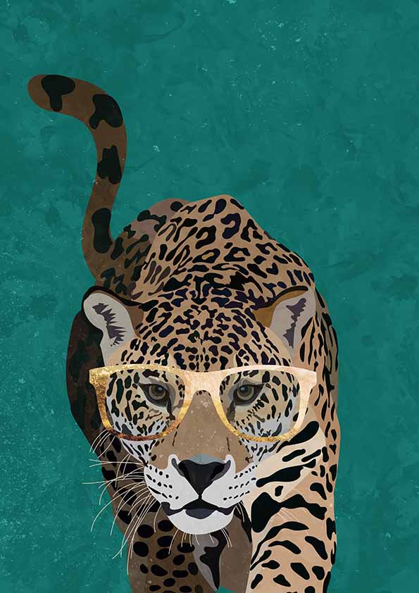 Nyfiken grön leopard poster