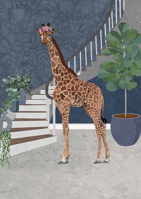 Giraff vid trappan poster