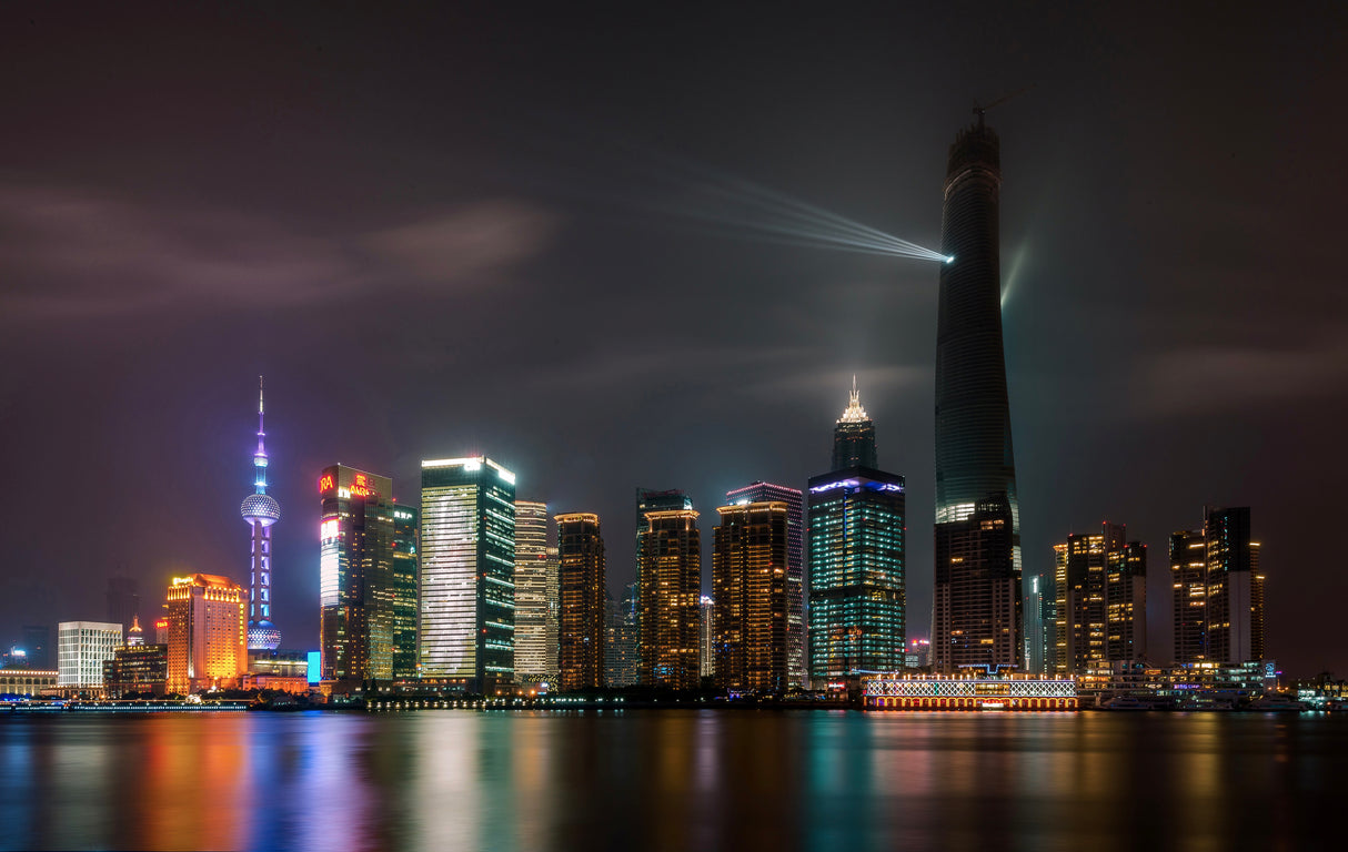 Shanghai skylines at night Poster och Canvastavla