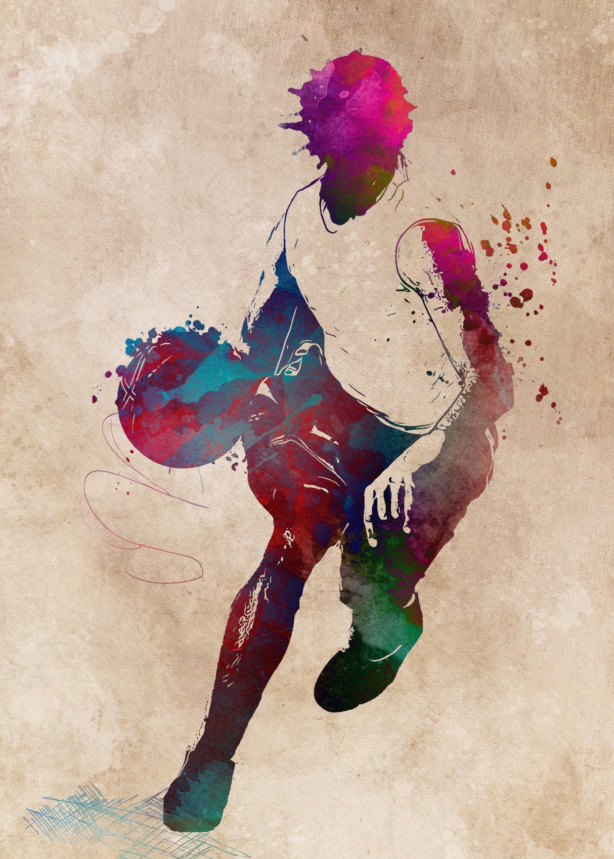 Basketball Sport Art 4 Poster och Canvastavla