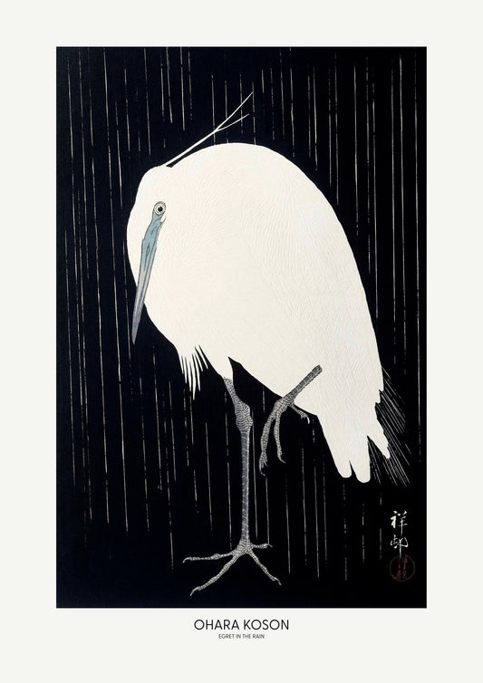 Egret In The Rain poster