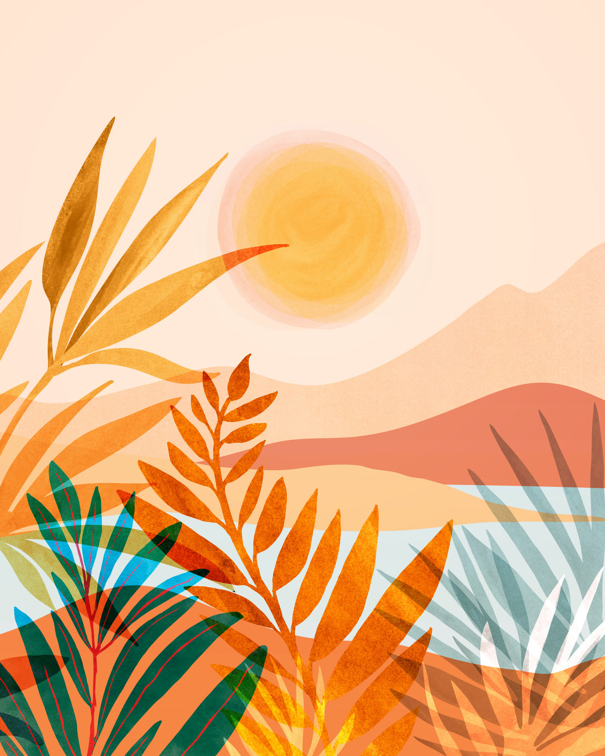 Golden Greek Garden Poster och Canvastavla