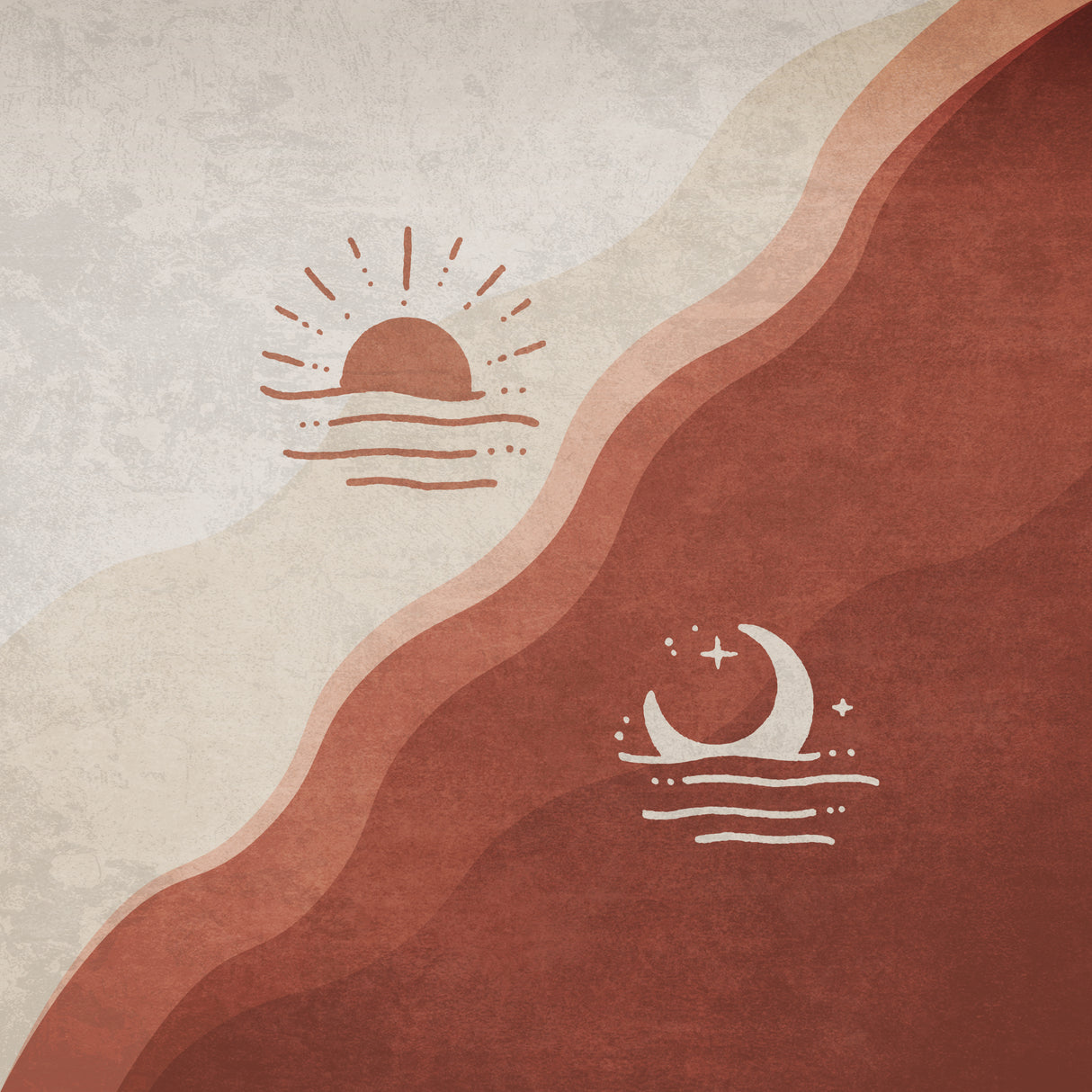 Moon and Sun Terracotta Poster och Canvastavla