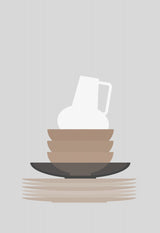 Dishes and vase in gray Vas och keramikposter