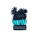 Cactus 3 Desert Plant Blue Black Poster och Canvastavla