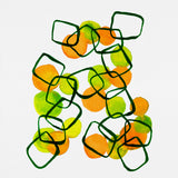 Shapes Chain Squares Orange Green Abstract Poster och Canvastavla
