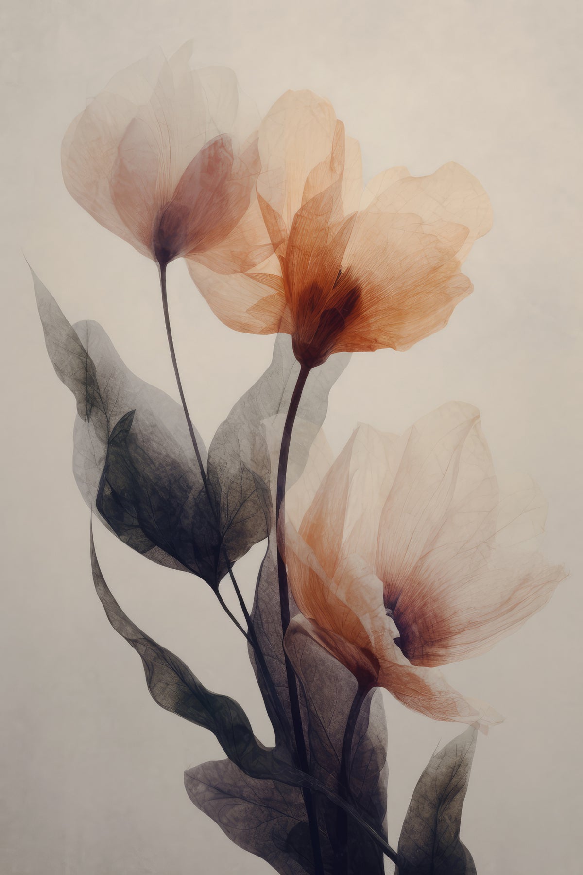 Parchment Flowers No 8 Poster och Canvastavla