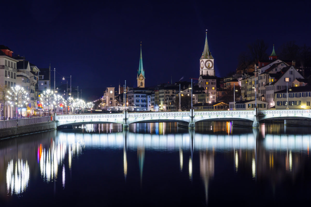 Zurich by Night Poster och Canvastavla