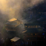 The Miao Village in Mist Poster och Canvastavla