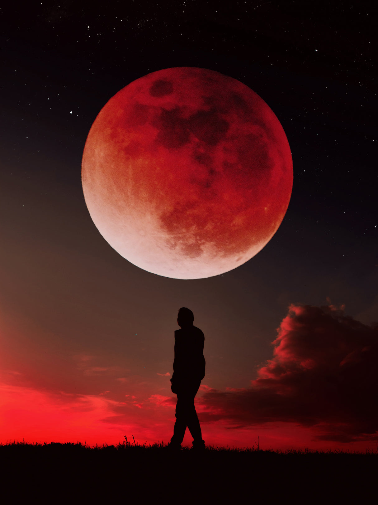 Red Full Moon Poster och Canvastavla