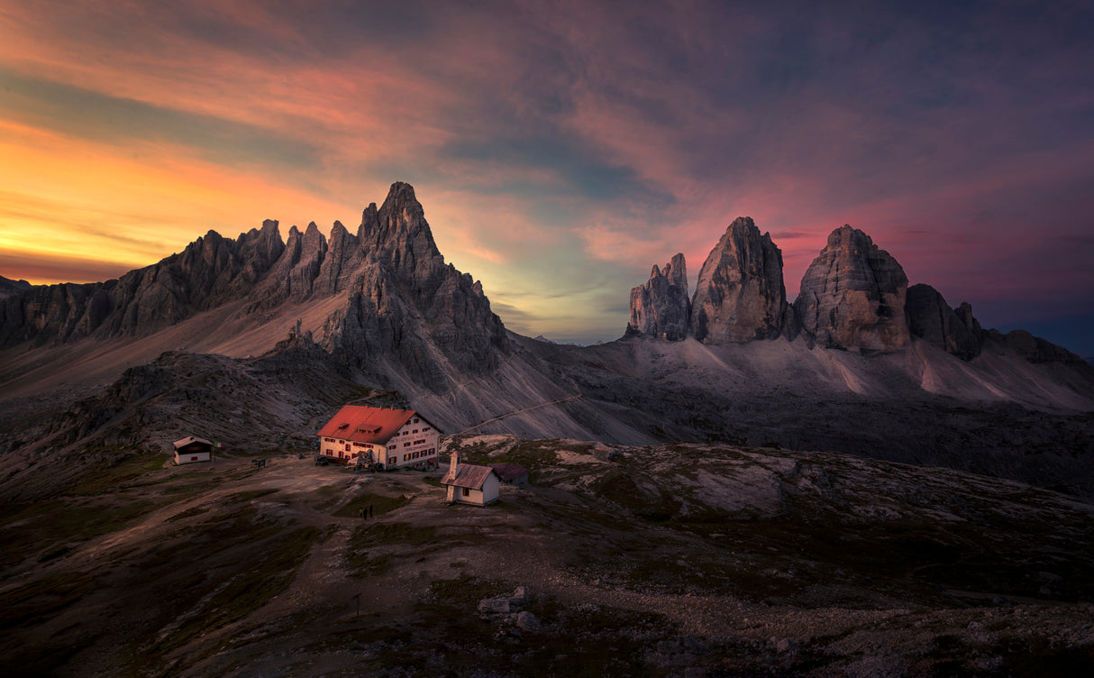 Sun rise at tre Cime di Lavaredo Poster och Canvastavla