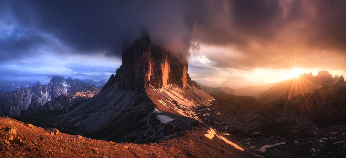 Golden Drama in the Dolomites Poster och Canvastavla