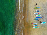 Early morning beach activities. Poster och Canvastavla