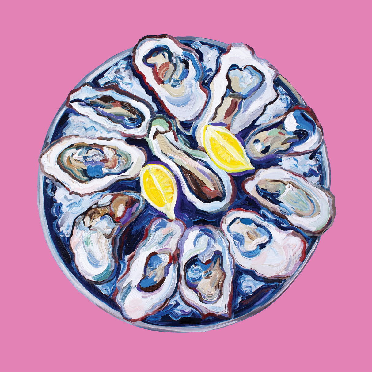 Oysters On a Plate Pink Poster och Canvastavla