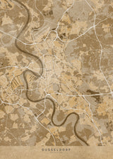 Sepia vintage map of Düsseldorf Germany Poster och Canvastavla