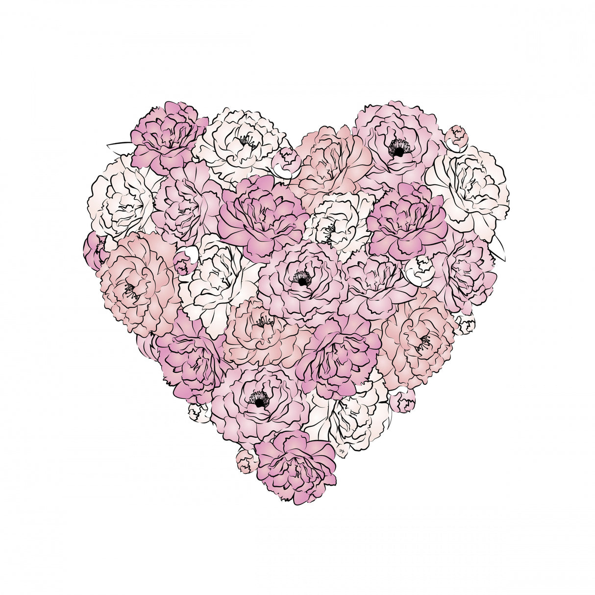 Peony Heart Poster och Canvastavla