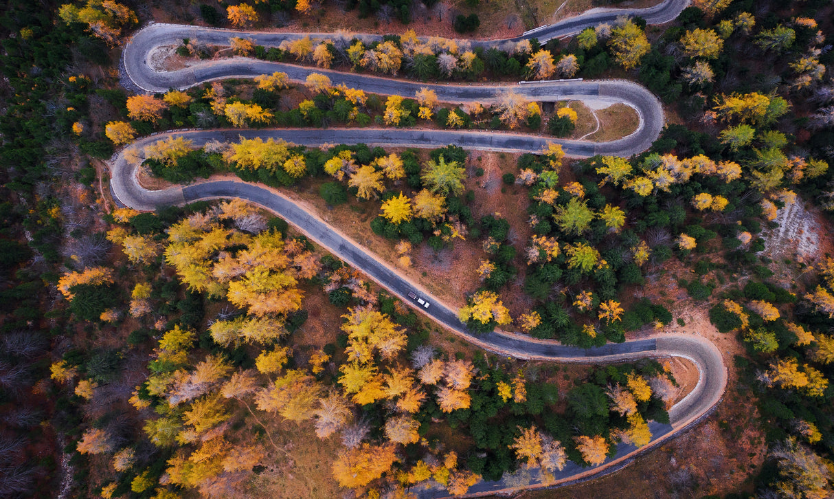 Aerial view of Vrsic mountain pass Poster och Canvastavla