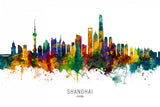 Shanghai China Skyline Poster och Canvastavla