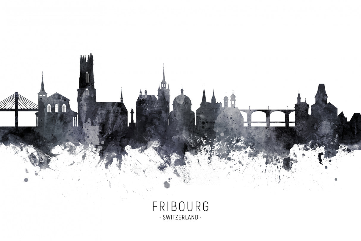 Fribourg Switzerland Skyline Poster och Canvastavla