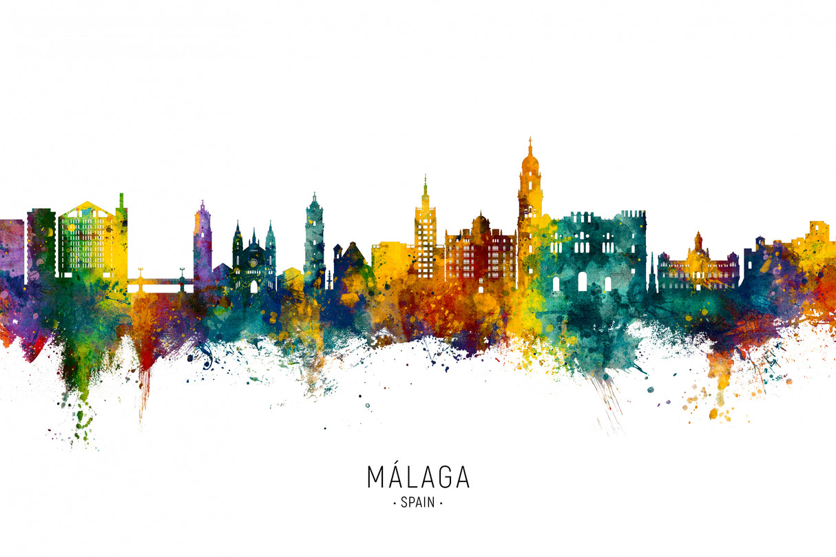 Málaga Spain Skyline Poster och Canvastavla