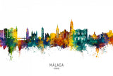 Málaga Spain Skyline Poster och Canvastavla