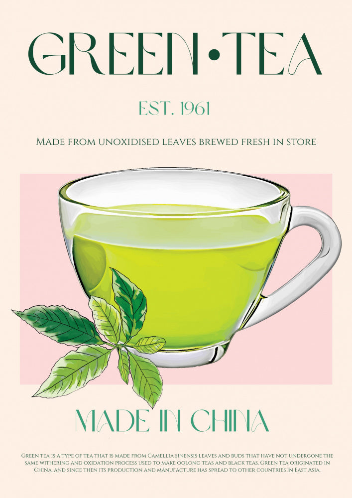 Green Tea Poster Kitchen poster eller kökstavla