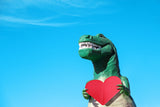Tyrannosaurus Rex with a Red Paper Heart Poster och Canvastavla